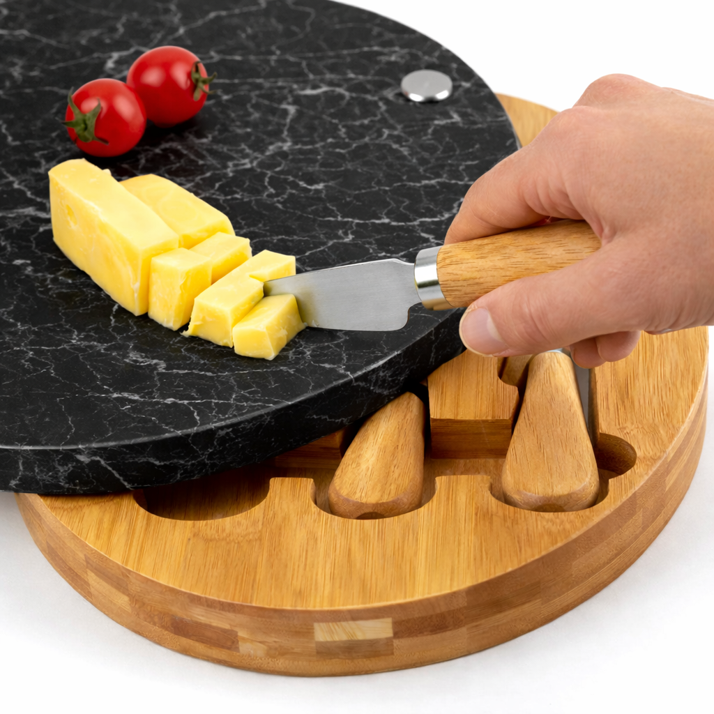 Tabla para quesos Redonda Bambu + Marmol