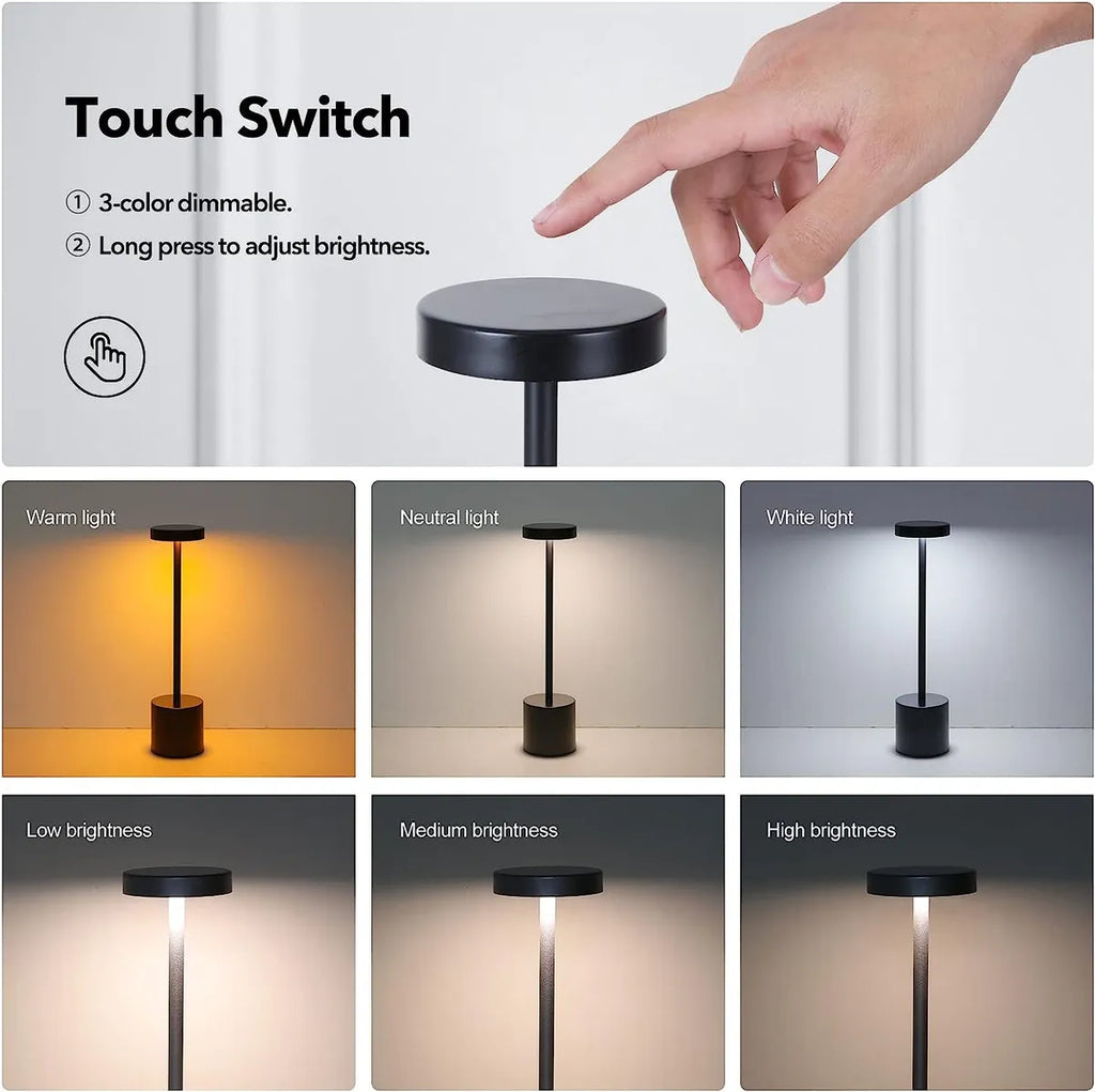 LÁMPARA DE MESA RECARGABLE NEGRA